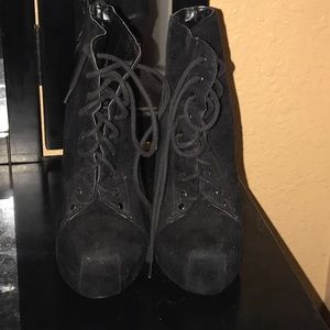 Black stiletto velvet booties